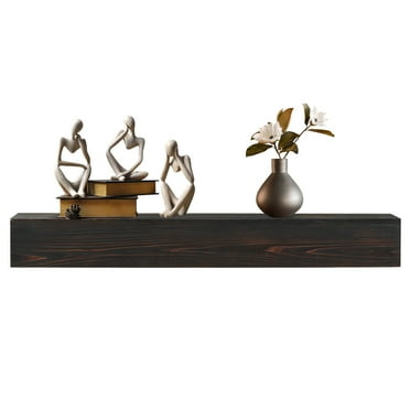 48" Rustic Wood Fireplace Mantel, Wall-Mounted & Floating Shelf for Home Decor, Floating Fireplace, Espresso