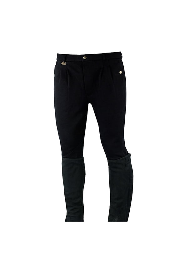 48 SIZE HORZE MEN COTTON KNITTED HORSE RIDING SELF PATCH BREECHES BLACK
