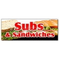 thumbnail image 1 of 48" SUBS & SANDWICHES DECAL sticker hero hoagie huge homemade grinders drinks, 1 of 1