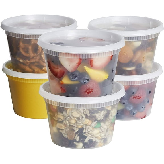 [48 Sets 16 oz. Plastic Deli Disposable Food Storage Containers With Airtight Lids (Formerly Comfy Package)