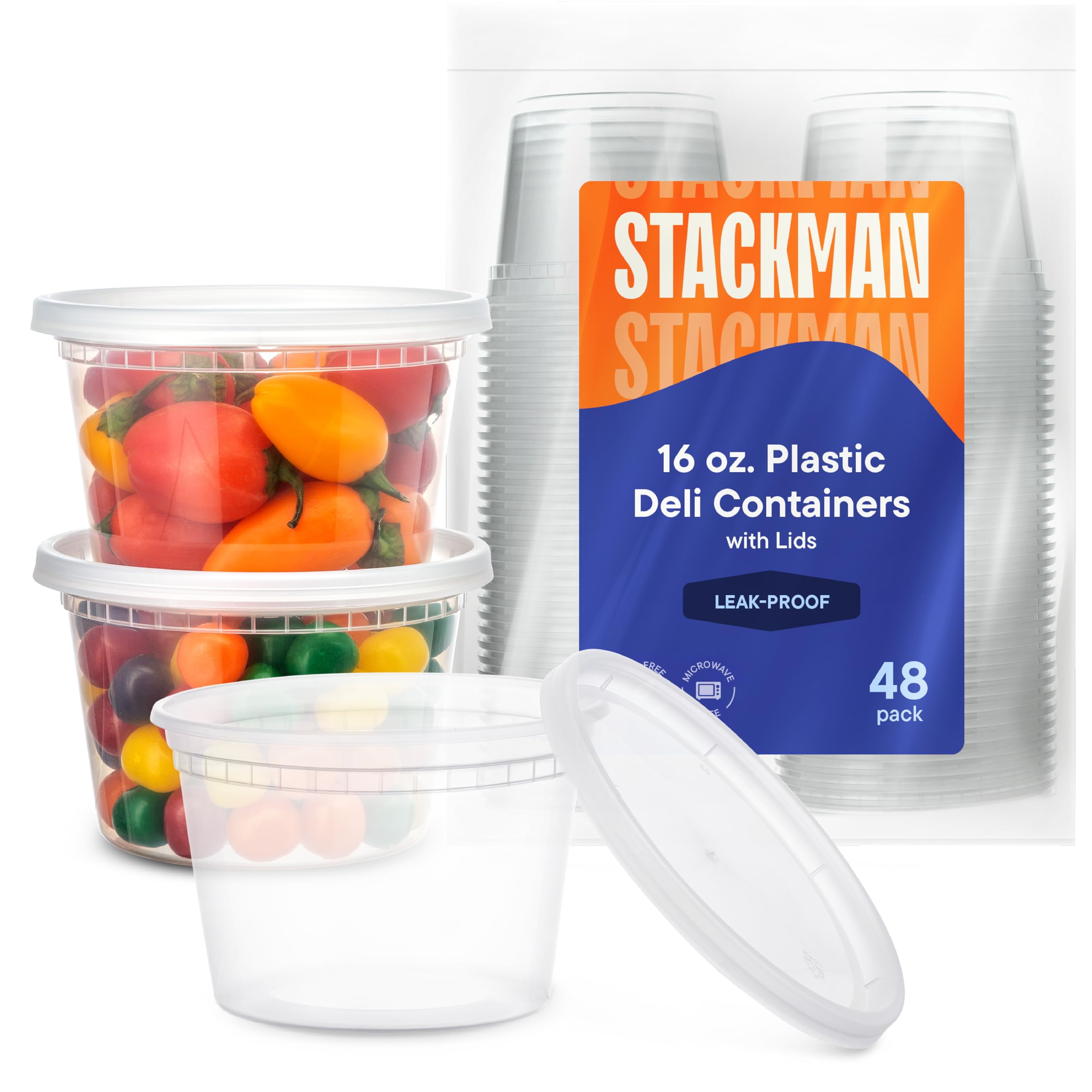 Clear 16 oz BPA-Free Plastic Meal Prep Containers with Lids