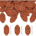 thumbnail image 1 of 48 Sets 3 Style PU Leather Label with Iron Rivets 1.9x1inches Handmade with Love Embossed Tag Chocolate Oval Faux Leather Label Embellishment Crochet Knit DIY Jeans Bag Shoes Hat, 1 of 6