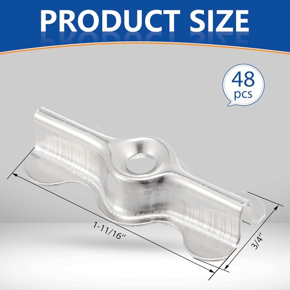 48 Sets Alloy Steel Flush Clip with Phillips Self-Tapping Screws, 1-11/16 x 3/4 in Half Turn Button Fasteners for Storm Windows, Screens & Combination Door Panels (Double Wing,Sliver)