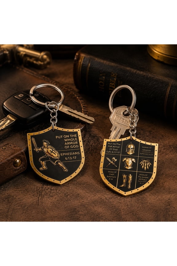 48 Sets Armor of God Acrylic Keychains Bulk Double Sided Scripture Shield Design Faith Keychains for Church Events, Christian Gifts, Religious Celebrations, Fellowship and Faith Sharing