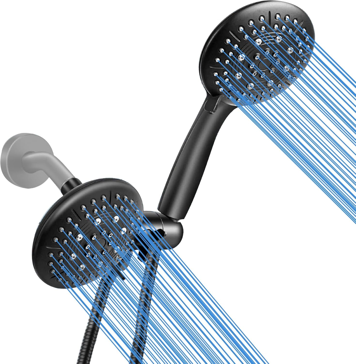 48-Setting High Pressure 3-Way Shower Combo - 4.7" Dual-Head Handheld ...