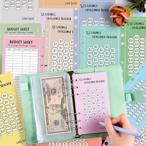 48 Sheets 100 Envelopes Money Saving Challenge Binder Trackers, 6 Ring ...