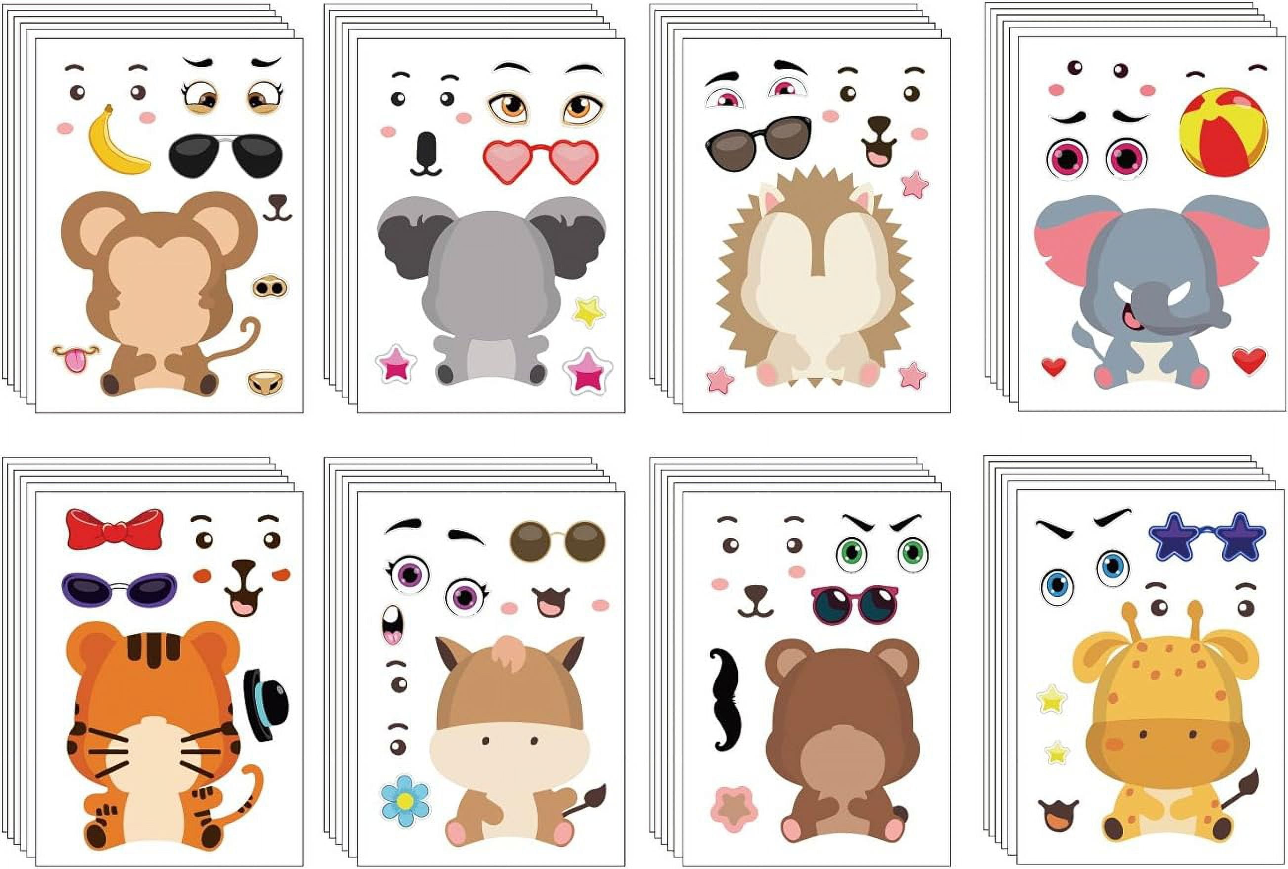 48 Sheets 8 Styles Make a Face Animal Stickers Sheets Make Your Own