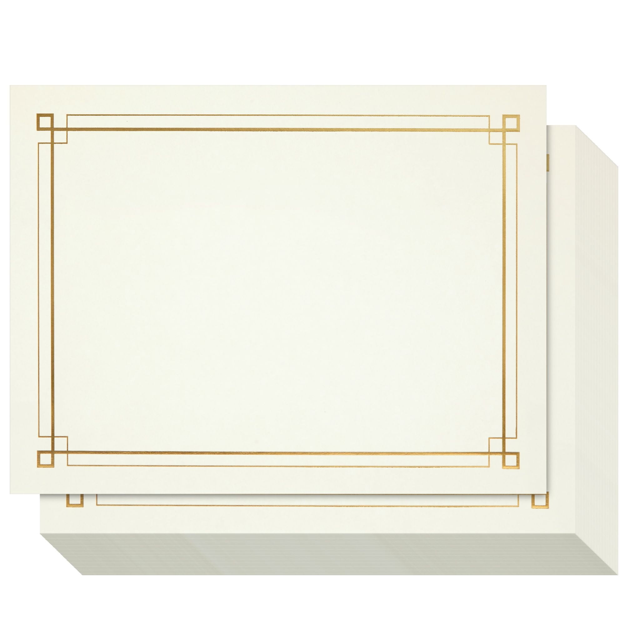 48 Sheets Gold Foil Certificate Paper for Printing - Customizable Blank Cardstock with Border for Graduation Diploma, Achievement Awards, Recognition Documents (8.5 x 11 in, Ivory)