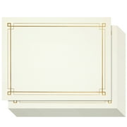 48 Sheets Gold Foil Certificate Paper for Printing - Customizable Blank Cardstock with Border for Graduation Diploma, Achievement Awards, Recognition Documents (8.5 x 11 in, Ivory)
