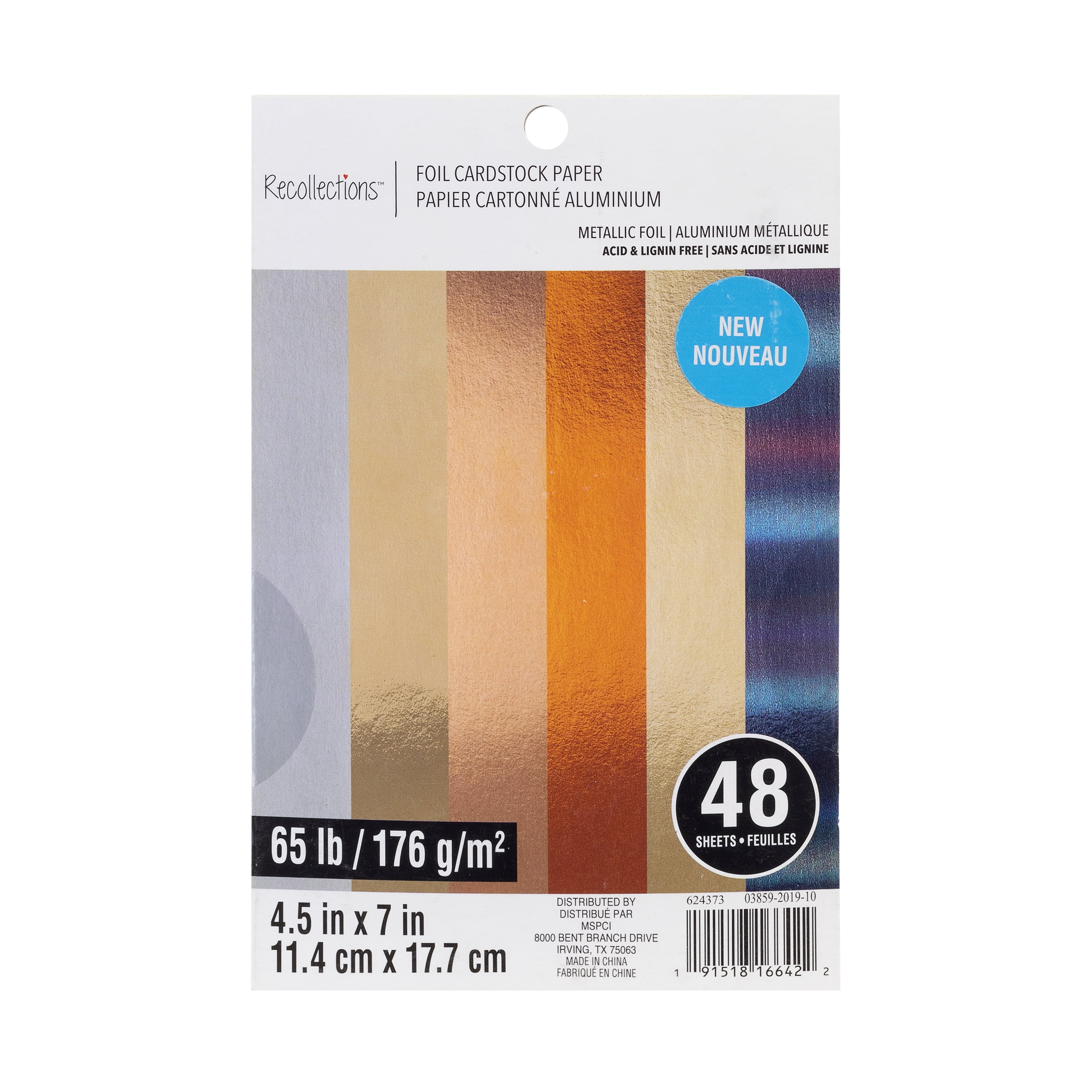 48 Sheets Metallic Foil 4.5" x 7" Cardstock Paper by Recollections - Acid and Lignin Free Paper for Scrapbooks - Arts & Crafts - 1 Pack