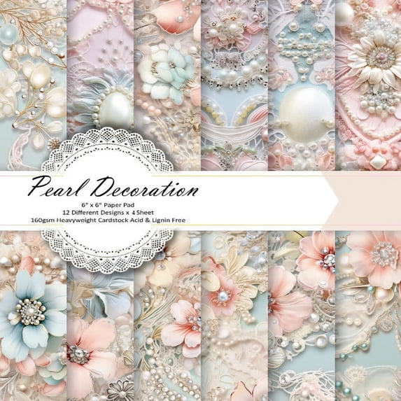 48 Sheets Scrapbook Paper, 6" x 6" Cardstock Decoupage Paper Pad, Single Sided Printing Floral Scrapbooking Craft Paper for DIY Card Making Photo Album Journaling Supplies