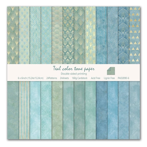 48 Sheets Scrapbook Paper, Double Sided 6 x 6 Cardstock Origami Decoupage Colored Craft Paper for Photo Album Card Making Junk Journal Supplies