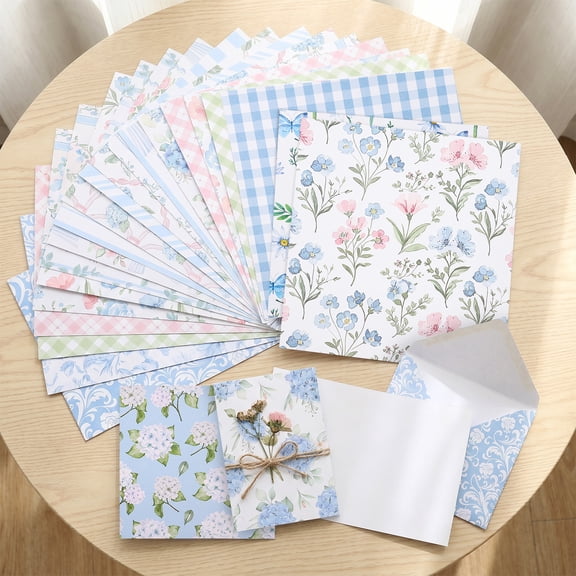 48 Sheets Watercolor Hydrangea Scrapbook Paper 11.81 Inch Double Sided Print Floral Pattern Background Craft Paper for DIY Card Photo Album