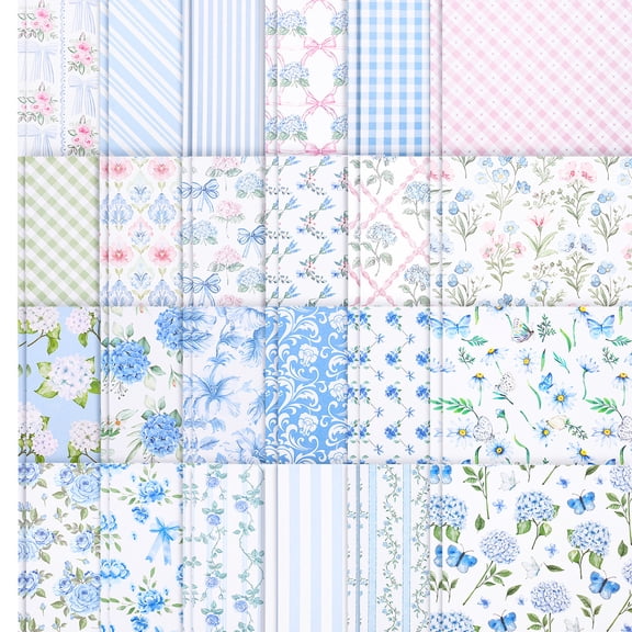 48 Sheets Watercolor Hydrangea Scrapbook Paper 11.81 Inch Double Sided Print Floral Pattern Background Craft Paper for DIY Card Photo Album