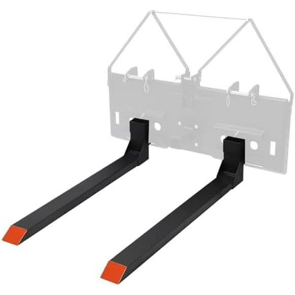 48'' Skid Steer Pallet Forks Compatible for 1/2" skid steer Mount Plate with 4000lbs Capacity, Universal Skid Steer Quick Tach Loader Plate Accessory Fits Kubota Bobcat Tractor (Only Forks)