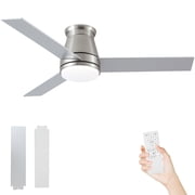 48 Sliver Flush Mount Ceiling Fan, 3CCT Dimmable LED & Remote Control, Reversible 3 Blades and 6-Speed Quiet DC Motor, Low Profile Light for Bedroom,Balcony.