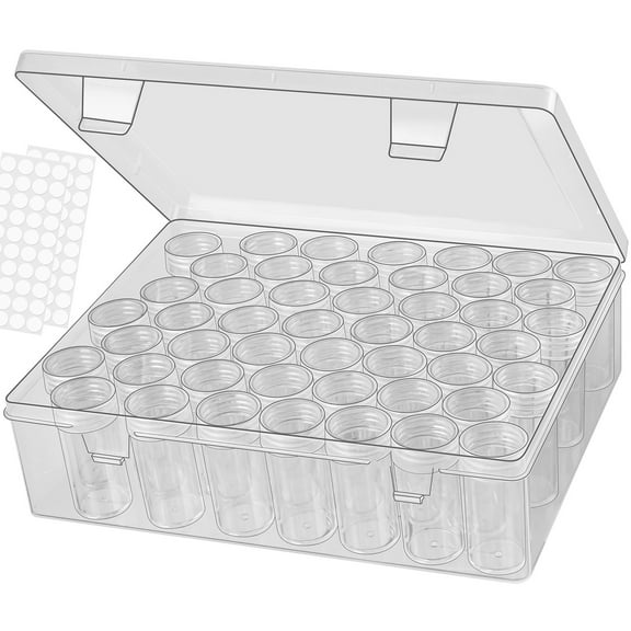 48 Slots Bead Organizer Box, Diamond Painting Storage Containers, Bead Storage Containers Plastic Diamond Painting Art Accessories Boxes Small Clear Embroidery Box for Craft Rhinestones Beads(1 Pack)