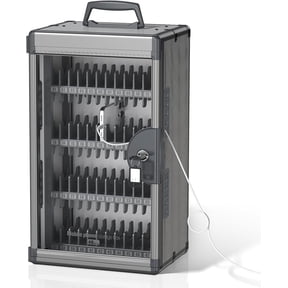 48 Slots Cell Phone Locker for Classroom with Key, Portable Mobile Phone Storage Box with Handle & Charging Hole, Phone Lock Box Wall Mounted for School (Black, 48 Slots)