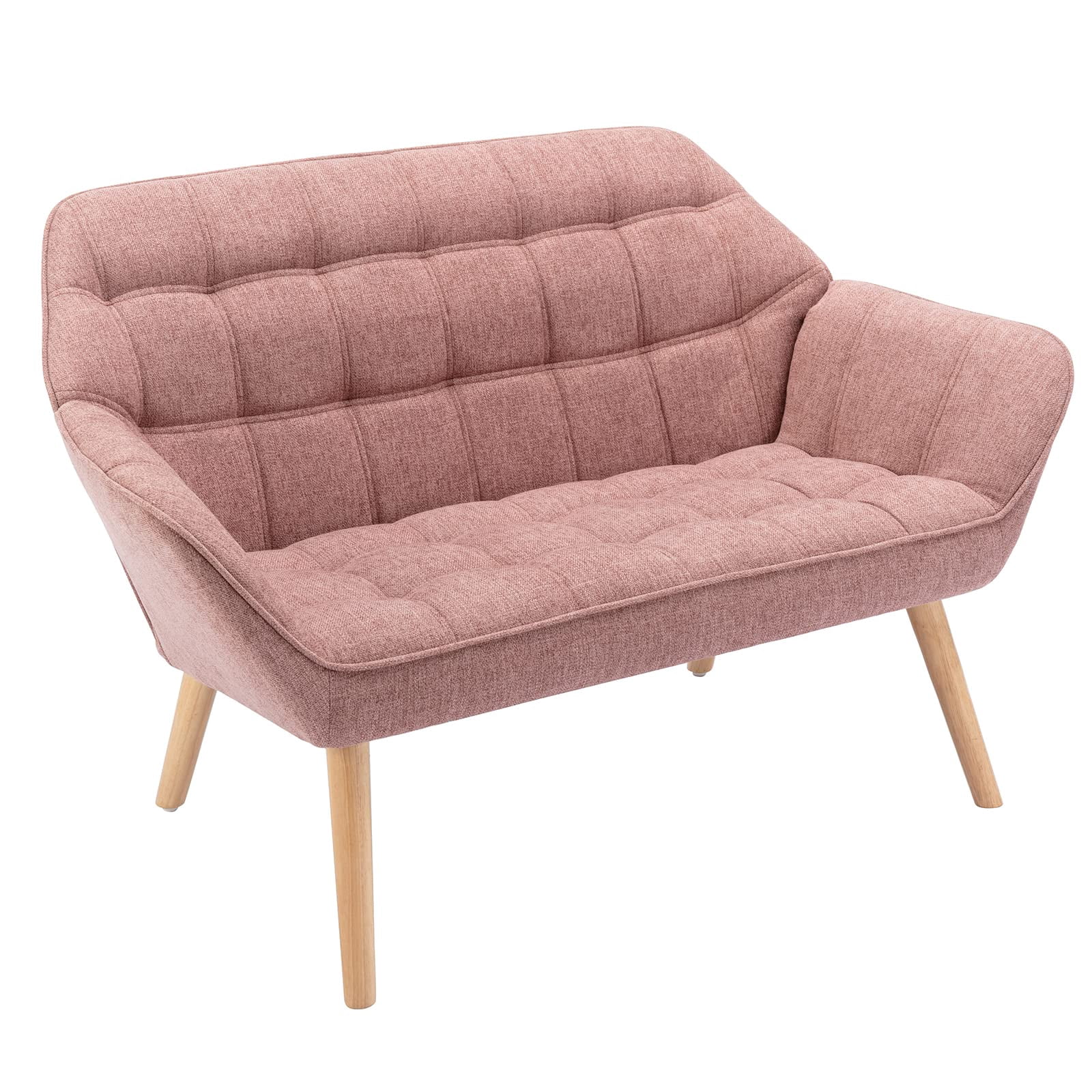 48" Small Loveseat for Small Spaces, Upholstered Durable Linen Fabric ...