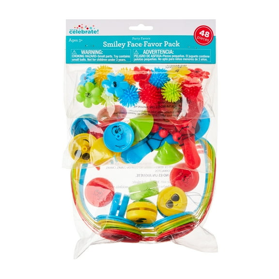 Multicolor Smiley Face Party Favors Pack, 48 Pieces, by Way To Celebrate