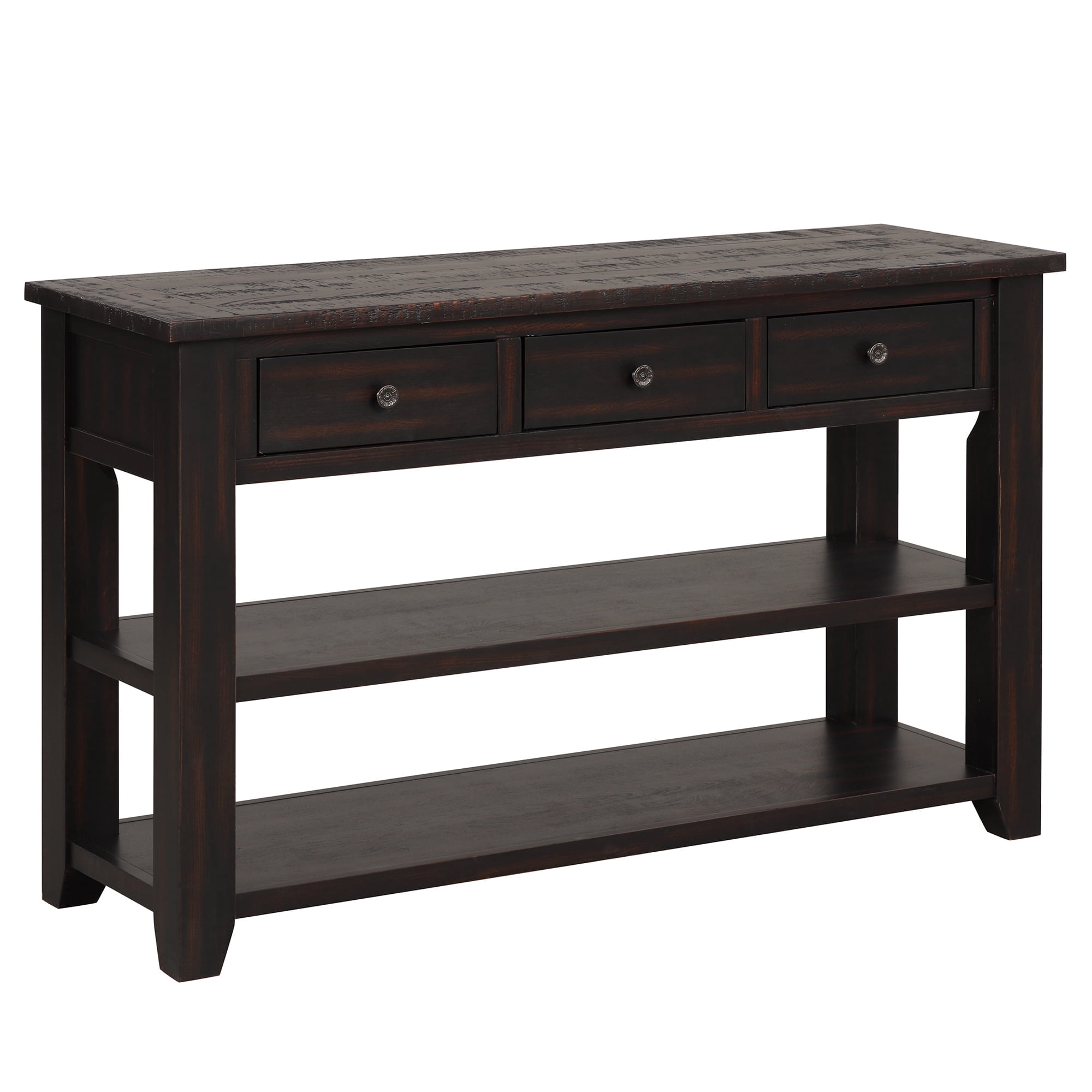48" Solid Pine Console Table – 3 Drawers & 2 Shelves, Easy Assembly ...