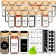 48 Spice Jars with Labels Glass Containers with Bamboo and Shaker
