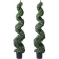 48'' Spring Artificial Spiral Boxwood Topiary Tree in Plastic Pot