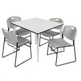 thumbnail image 1 of 48" Square Breakroom Table- White Top- Chrome Base & 4 Zeng Stack Chairs- Grey, 1 of 8