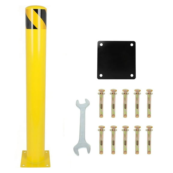 48" Steel Security Bollards 1-Pack for Parking & Traffic Areas