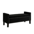 thumbnail image 1 of 48" Storage Ottoman Bench, Velvet Storage Bench with Nails Trim Rectangular End of Bed Bench with Solid Wood Legs for Bedroom, Living Room, 1 of 9