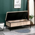 thumbnail image 1 of 48" Storage Ottoman Bench, Wooden End of Bed Bench with Button Tufted Padded Cushion, Bedroom Bench with Metal Legs, Entryway Bench for Bedroom  Living Room Hallway (Light Yellow), 1 of 9