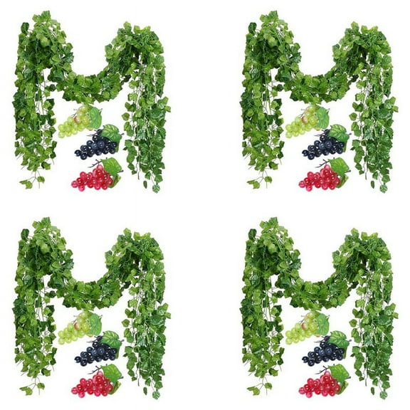 48 Strands Artificial Grape Vines Ivy Leaves with 12 Strings for Wedding Home Wall Decoration