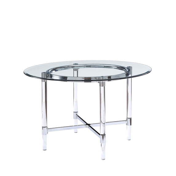48' Striking Round Glass and Acrylic Dining Table