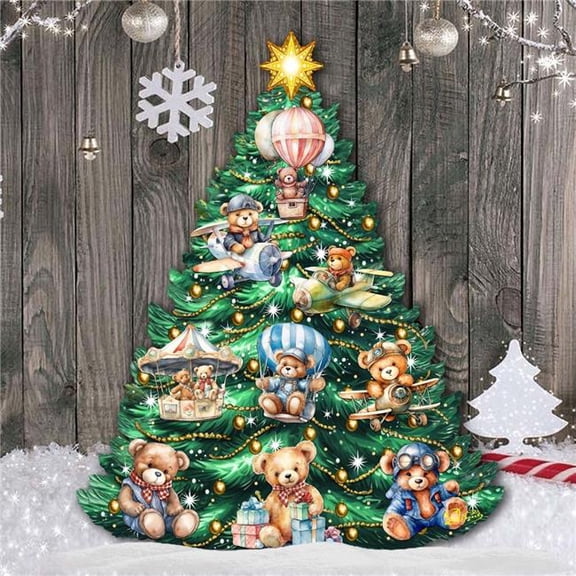 48' Teddy Bear-Themed Christmas Tree Outdoor Indoor Dcor Wooden Christmas Decoration by G. Debrekht