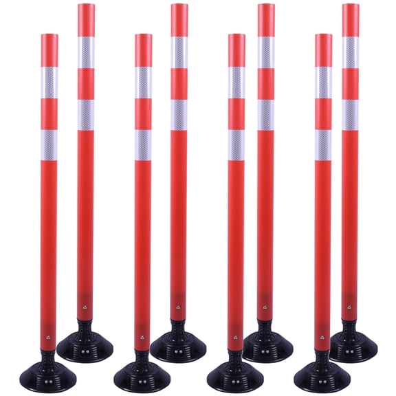 48" Traffic Cones 8-Pack with Heavy-Duty Spring Base - Road Safety & Parking Lot Delineators for Construction Zones, Highways - OrangeStar