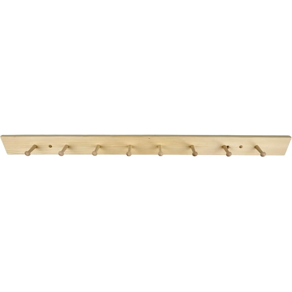 48" Unfinished Shaker Peg Rack, Solid Wood Wall Mounted Coat Rack, Entryway Organizer for Hats, Bags & Towels