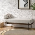 thumbnail image 1 of 48" Upholstered Ottoman Bench with One Pillow Modern Metal Legs Bed Foot Stool Bedroom Entryway Ivory, 1 of 10