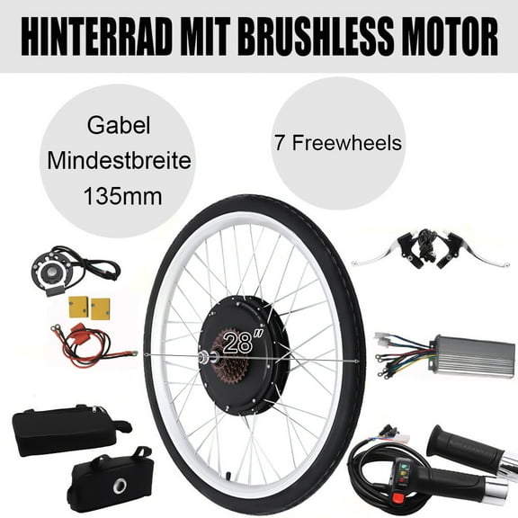 28" 48V 1000W Electric Bicycle Motor Conversion Kit Rear Wheel E-Bike Hub Motor