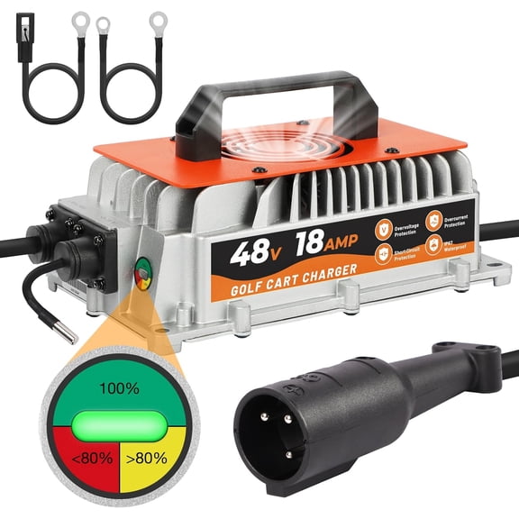 48 Volt Golf Cart Battery Charger - 1250W, 3 - 6 Hours Full Charge, 16 FT Cord with Trickle Charge, for Lead-Acid Battery