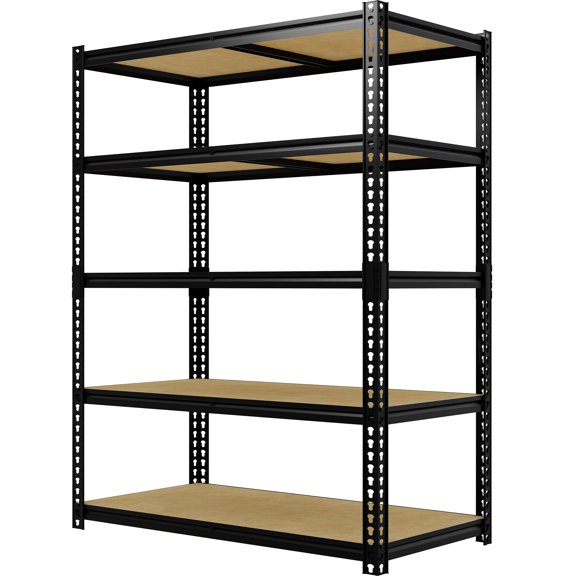 48" W 5‑Tier Heavy‑Duty Garage Shelving — 72"H x 48"W x 24"D Carbon Steel Storage Rack, Up to 3,000 lb Capacity