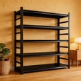 thumbnail image 1 of 48"W×78"H Metal Garage Shelving, 5-Tier Heavy-Duty Shelving Units, Upgraded Double-Layer Reinforced Shelves, 3000lb Capacity Industrial Shelving Ideal for Garages, Basements, Warehouses (24"D,Black), 1 of 9