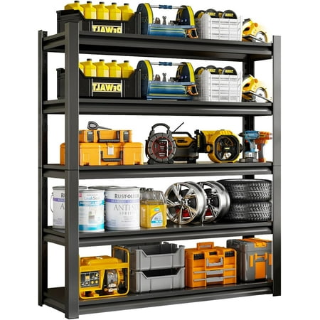 48" W Garage Shelving Unit, Garage Storage Shelves 3000LBS Heavy Duty Shelves, Adjustable 5 Tier Metal Shelving Utility Shelf, Storage Rack for Industrial, Warehouse, Basement (23.6" D*48" W*72" H)