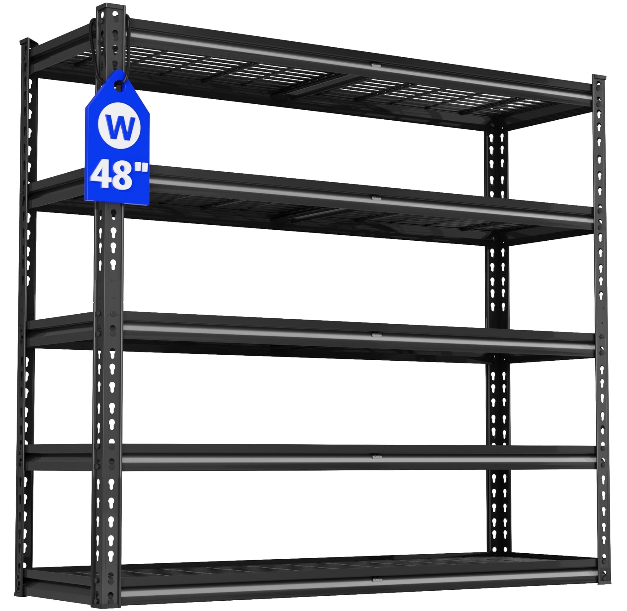 VDEVY 48" W Garage Shelving Unit Heavy Duty Storage Shelves 5-Tier Metal Shelves for Pantry Industrial Shelf