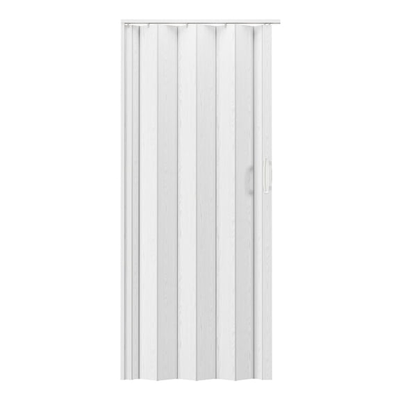 48" W PVC Accordion Folding Door White Finish, Space-Saving Room Divider with Magnetic Closure, Hardware Included for Closet, Bedroom & Indoor Passageways