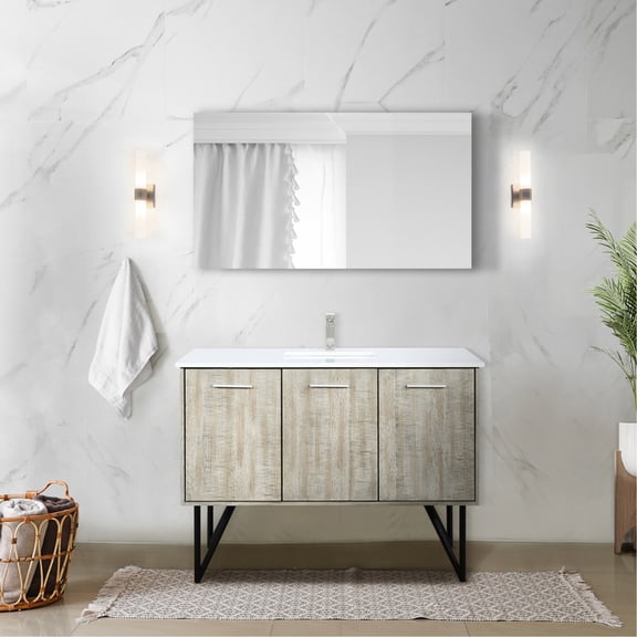 48" W X 20" D Rustic Bathroom Vanity With Cultured Marble Top, Faucet Included, 43 In. Mirror - And Protected From Scratches 48 20 D, Scratch Stain Build