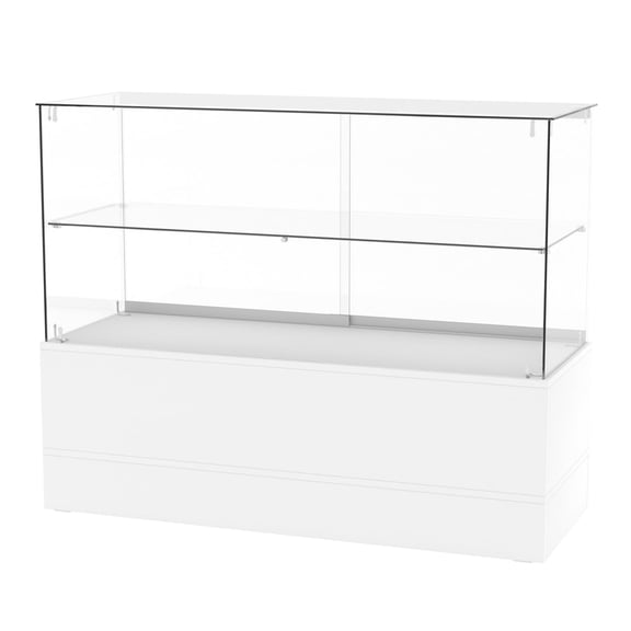 48"W x 17.9"D x 37.9"H - White Full Vision Retail Display Case, Tempered Glass Display Cabinet With Glass Shelves and Storage Compartment,Storage Cabinets for Retail and Collectible Display