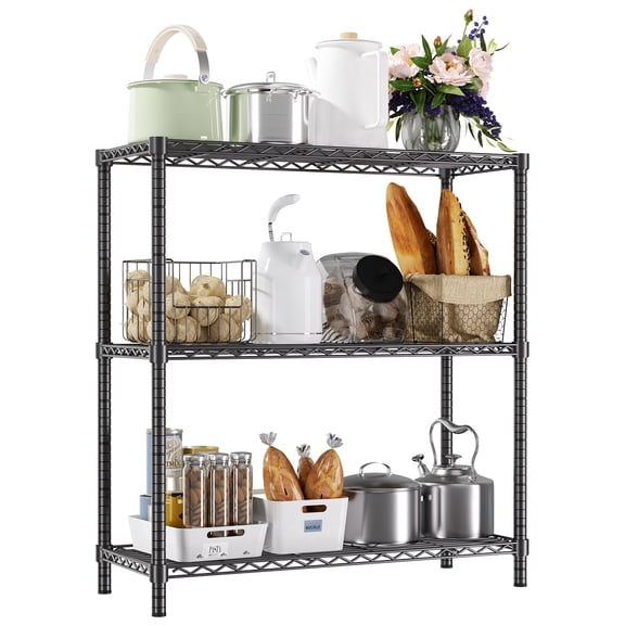 LUXEYARD Heavy Duty Wire Shelving Unit 47 in H x 48 in W x 20 in D Adjustable Metal Storage Rack Black 1 Pack