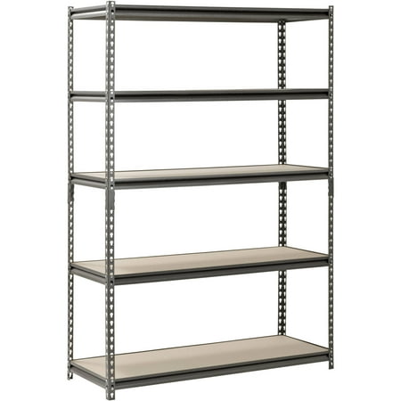 48"W x 18"D x 72"H 5-Shelf Steel Freestanding Shelves, Silver