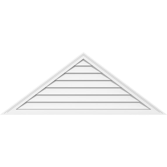48"W x 18"H Triangle Surface Mount PVC Gable Vent 9/12 Pitch: Functional, w/ 2"W x 1-1/2"P Brickmould Frame