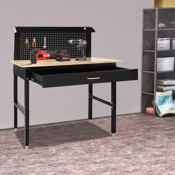 48"W x 24"D Adjustable Garage Workbench, Shop Table for Garages, Gardens, Homes, Offices